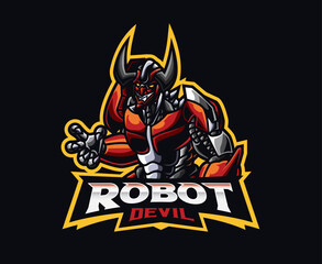 Devil robot mascot logo design