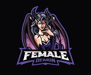Female devil mascot logo design