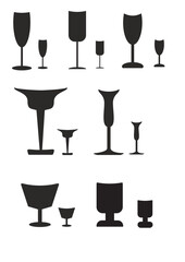 set of silhouettes of wine glasses