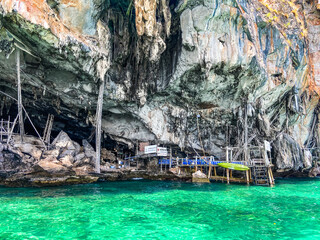 Fototapeta na wymiar Viking Cave from the long tail boat, in koh Phi Phi Leh, Krabi, Thailand