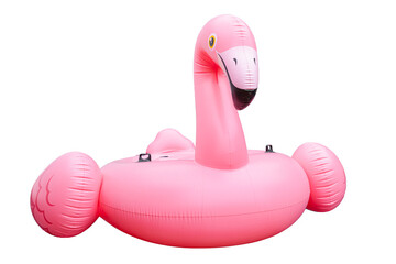 Inflatable pink plastic flamingo with transparent background © Min Wan