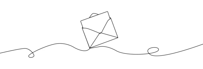 Foto op Plexiglas Envelope one line drawing.Continuous line drawing of paper envelope. Open envelope continuous line.New message or letter sent by email. © Tally 18