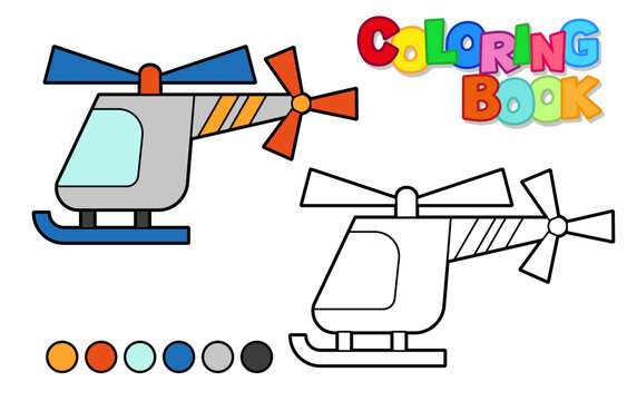 Vector illustration of a helicopter. Coloring book for children. Simple level
