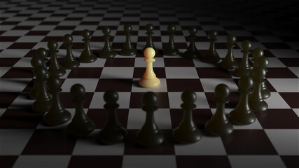 Chess pawn piece outstanding. Leadership concept
