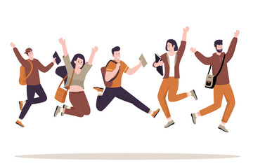 Modern collection of happy college students. Illustrations for websites, landing pages, mobile apps, posters and banners. Trendy flat vector illustration