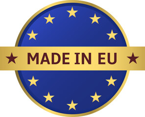 Made in EU golden round label. Png and Jpeg files