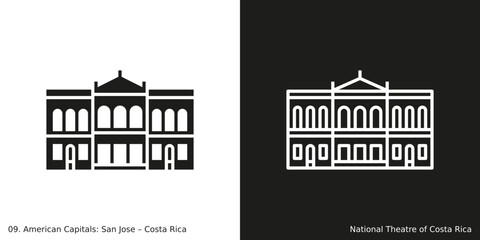 National Theatre of Costa Rica Icon. Landmark building of San Jose, the capital city of Costa Rica