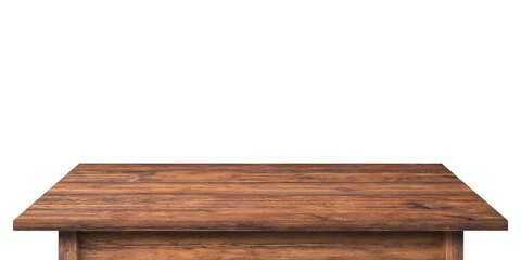 rustic tabletop isolated on white background. wooden table with empty space