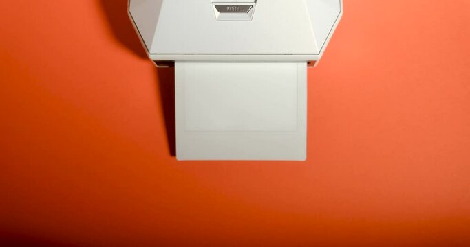 Photo printer machine printing photo memory card. Printing photo with empty white photography