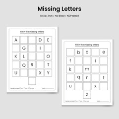 Write the missing alphabet letter.Learning English alphabet.Education game for complete the missing letters worksheet.