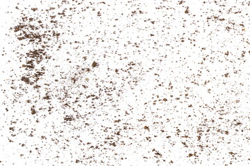 Fototapeta na wymiar Soil scattered isolated on white, background and texture, top view 