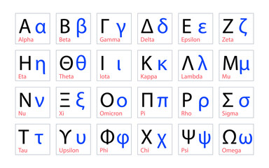 greek alphabet letters, ancient antique signs font. vector illustration