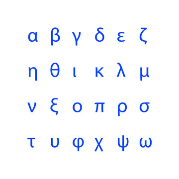 greek alphabet letters, ancient antique signs font. vector illustration