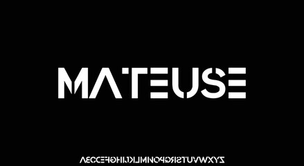 MATEUSE Abstract Modern Alphabet Font. Typography urban style fonts for technology, digital, movie logo design. vector illustration