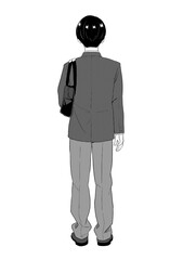 カバンを持つ後ろ姿の男子高生