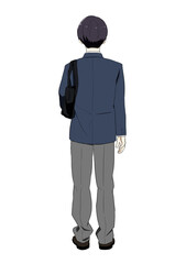 カバンを持つ後ろ姿の男子高生