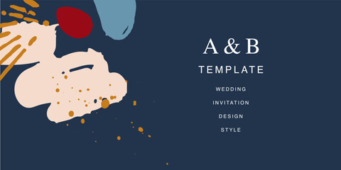 Minimalist design for wedding invitation card templates. Simple brush stroke backgrounds in vintage themes for greeting cards. Premium and elegance design graphic