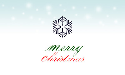 Merry Christmas text illustration and snowflake line art
