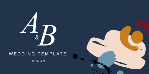 Minimalist design for wedding invitation card templates. Simple brush stroke backgrounds in vintage themes for greeting cards. Premium and elegance design graphic