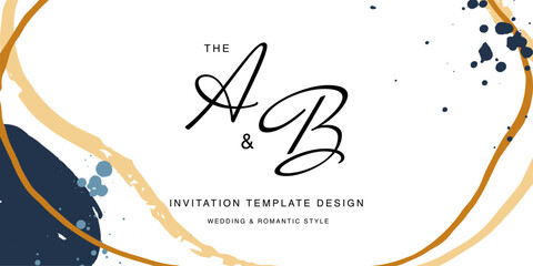 Minimalist design for wedding invitation card templates. Simple brush stroke backgrounds in vintage themes for greeting cards. Premium and elegance design graphic