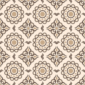 Seamless oriental vector pattern with stylized flowers in ornamental Ottoman kaftan patterns style. Use for fabric design, clothing, home decoration and wallpapers.