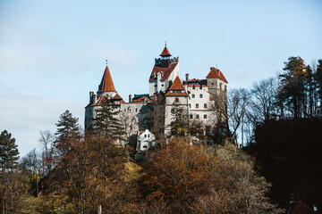 Fototapeta na wymiar Bran Castle in Transylvania, one of the most famous medieval castles in the world. Bram Stoker used the fortress for the novel Dracula and Bran Castle as his residence.