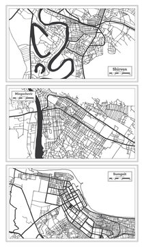 Sumgait, Mingachevir and Shirvan Azerbaijan City Map Set.