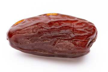 Dry dates isolated on white background. Top view. Flat lay pattern.