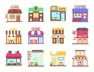 Coffee shop flat icon set 3, vector illustration