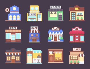 Coffee shop flat icon set 4, vector illustration