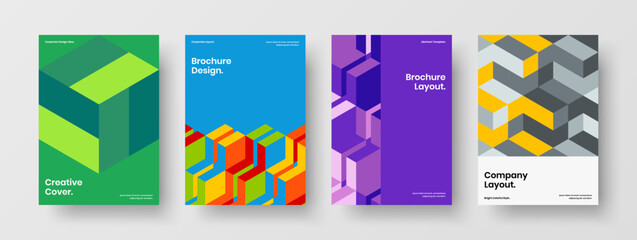 Fototapeta premium Modern mosaic pattern company identity concept set. Amazing corporate brochure A4 vector design layout collection.