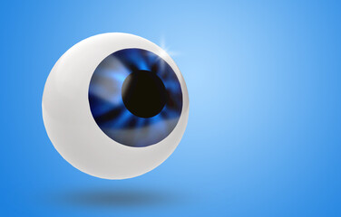 Eye on blue background 3d rendering illustration