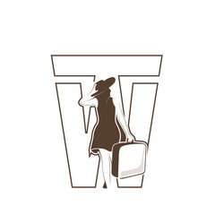 woman traveling letter w t logo