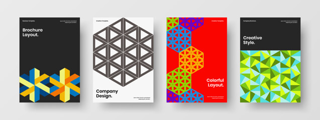 Fototapeta na wymiar Modern cover A4 design vector illustration composition. Original geometric shapes company brochure layout bundle.