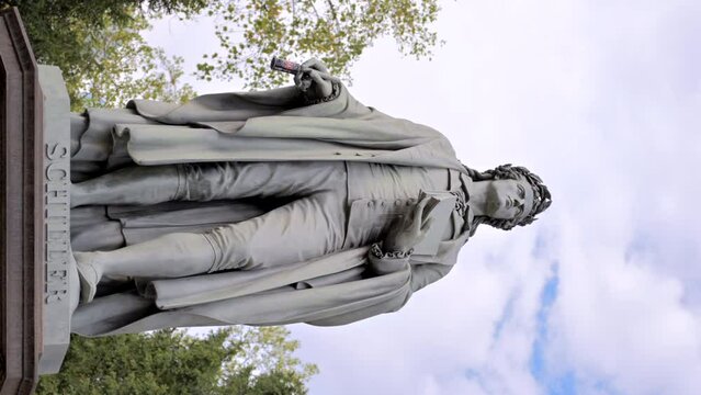 Schiller statue in city center in Frankfurt, Germany