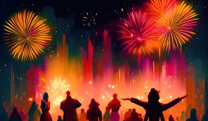 Obraz na płótnie Canvas New year Firework