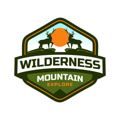 mountain and deer outdoor adventures logo