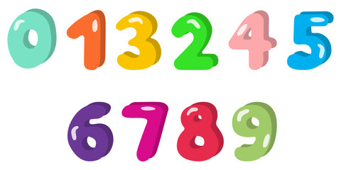 Kids number set isolated on white background. Vector illustration