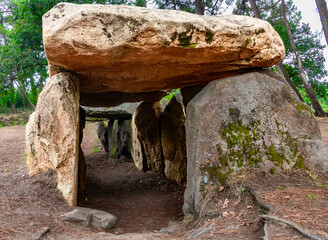 Mane Kerioned Dolmens also dolmen House of the Dwarfs - megalithic monument, Carnac, Brittany, Morbihan, France