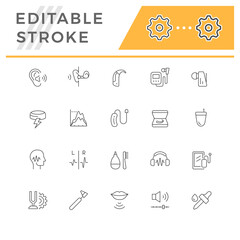 Set line icons of hearing aid