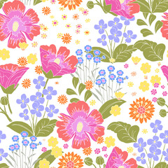 Cute pattern in small flower. Small colorful flowers. White background. Ditsy floral background. The elegant the template for fashion prints.