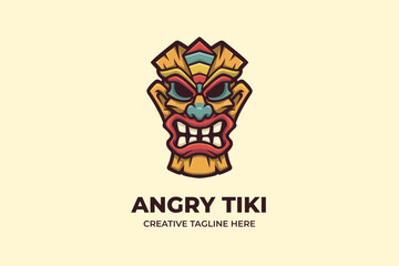 Angry Tiki Mascot Mask Logo Character Illustration