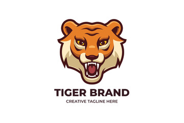 Angry Tiger Mascot Logo Illustration