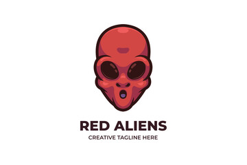 Red Alien Mascot Logo Illustration