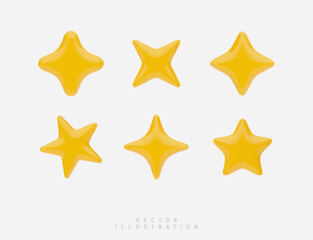 Obraz premium Vector realistic 3d illustration with different star shapes. 
