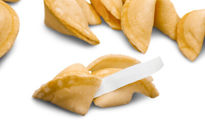 Broken Fortune Cookie with Blank Piece of Paper