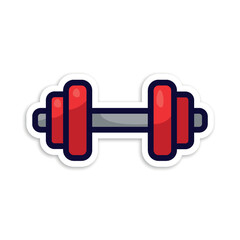 dumbbell, editable cartoon style sticker vector