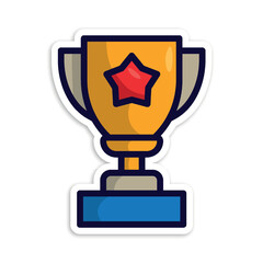 trophy, editable cartoon style sticker vector