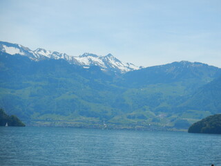 Fototapeta na wymiar Lago Maggiore Lake Blue Italy alps european