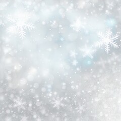 Blurry background of snowflakes with bokeh. Perfect for cards, posters and more.